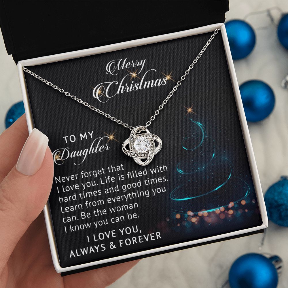 MERRY CHRISTMAS TO MY DAUGHTER WITH LOVE KNOT NECKLACE