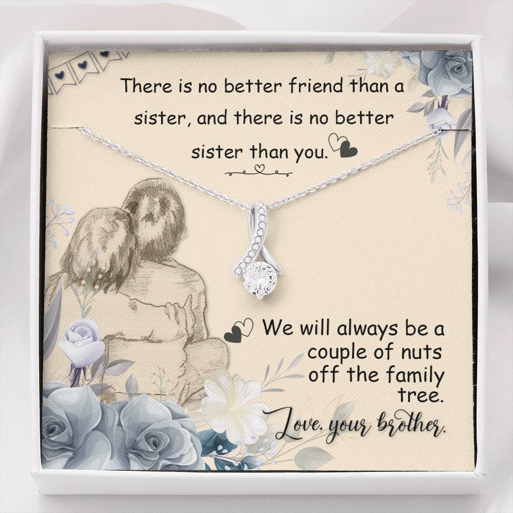 To My Sister From Brother in Alluring Beauty Necklace