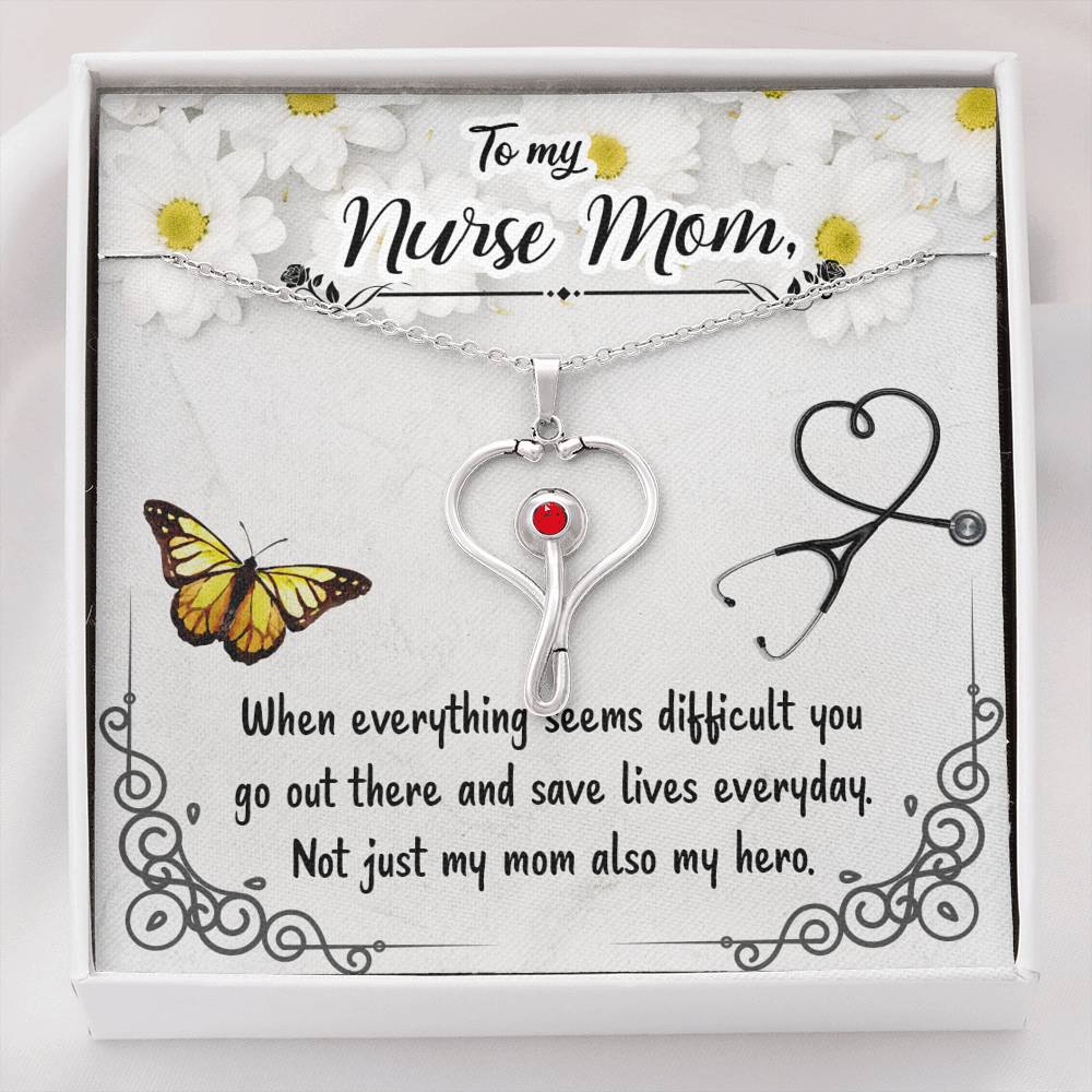 To My Nurse Mom In Stethoscope Necklace