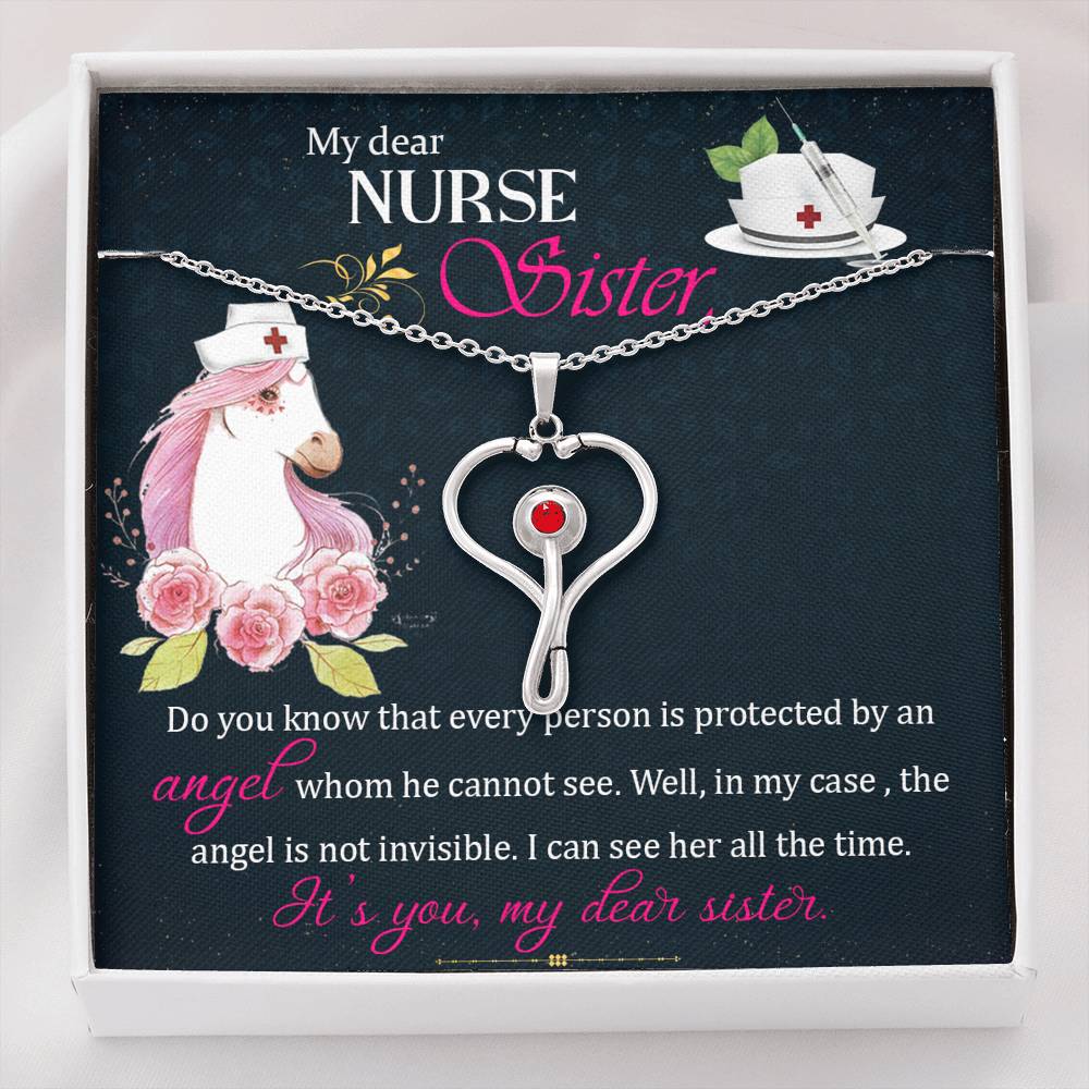 To My Dear Nurse Sister in Stethoscope Necklace