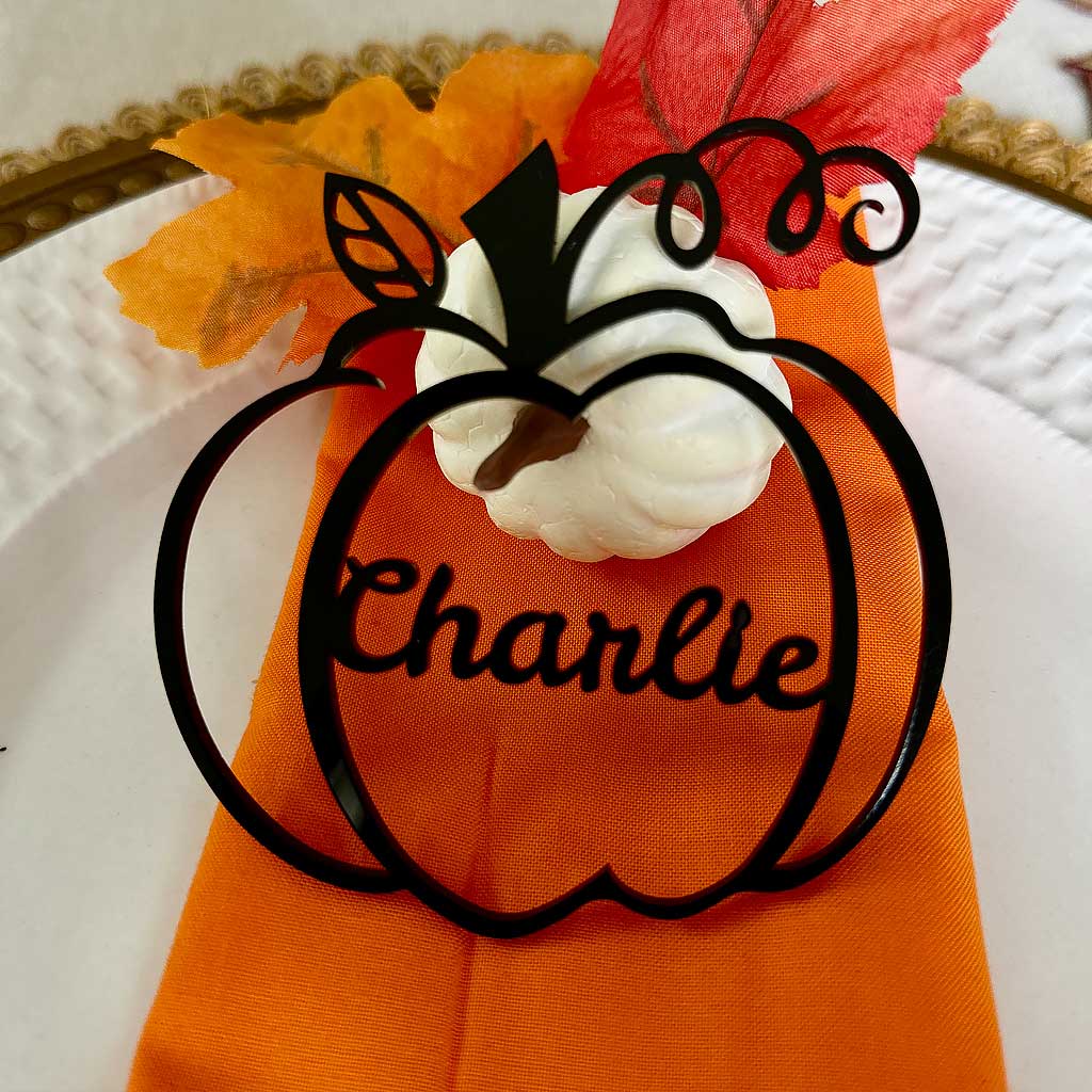 Fall Festive Personalized Pumpkin Name Wooden Tags