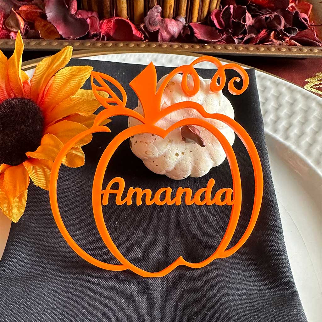 Fall Festive Personalized Pumpkin Name Wooden Tags