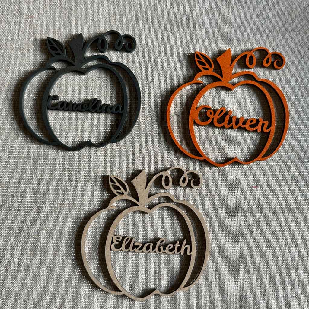Fall Festive Personalized Pumpkin Name Wooden Tags