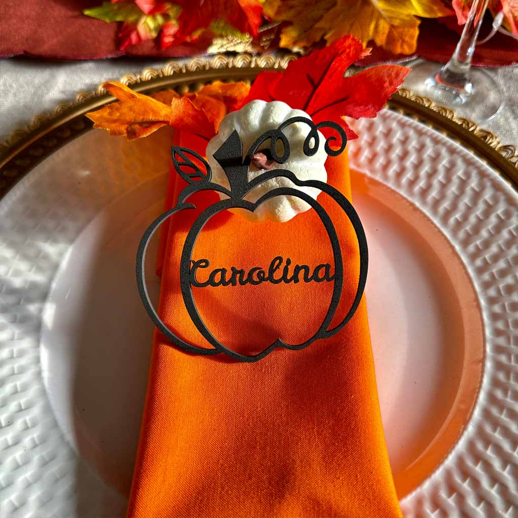 Fall Festive Personalized Pumpkin Name Wooden Tags