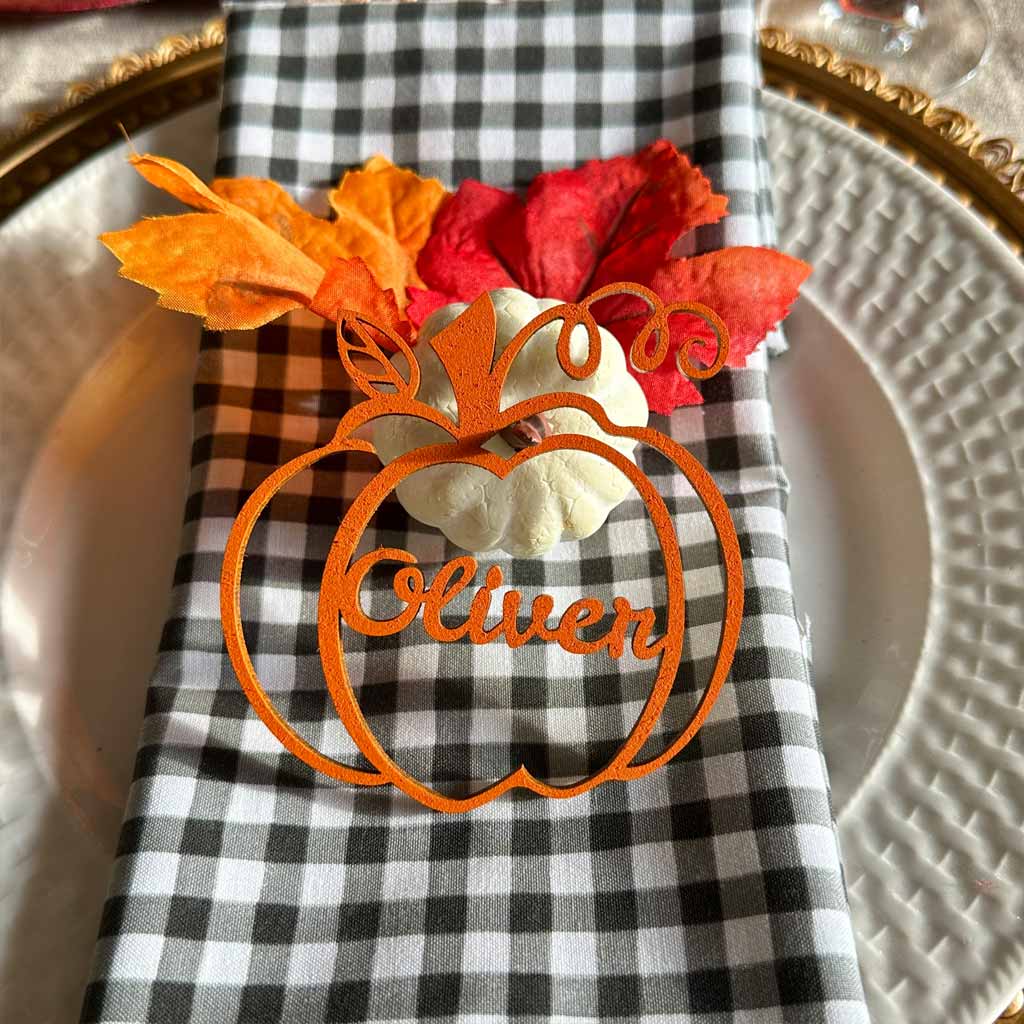 Fall Festive Personalized Pumpkin Name Wooden Tags