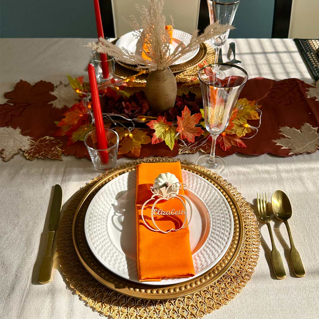 Fall Festive Personalized Pumpkin Name Wooden Tags