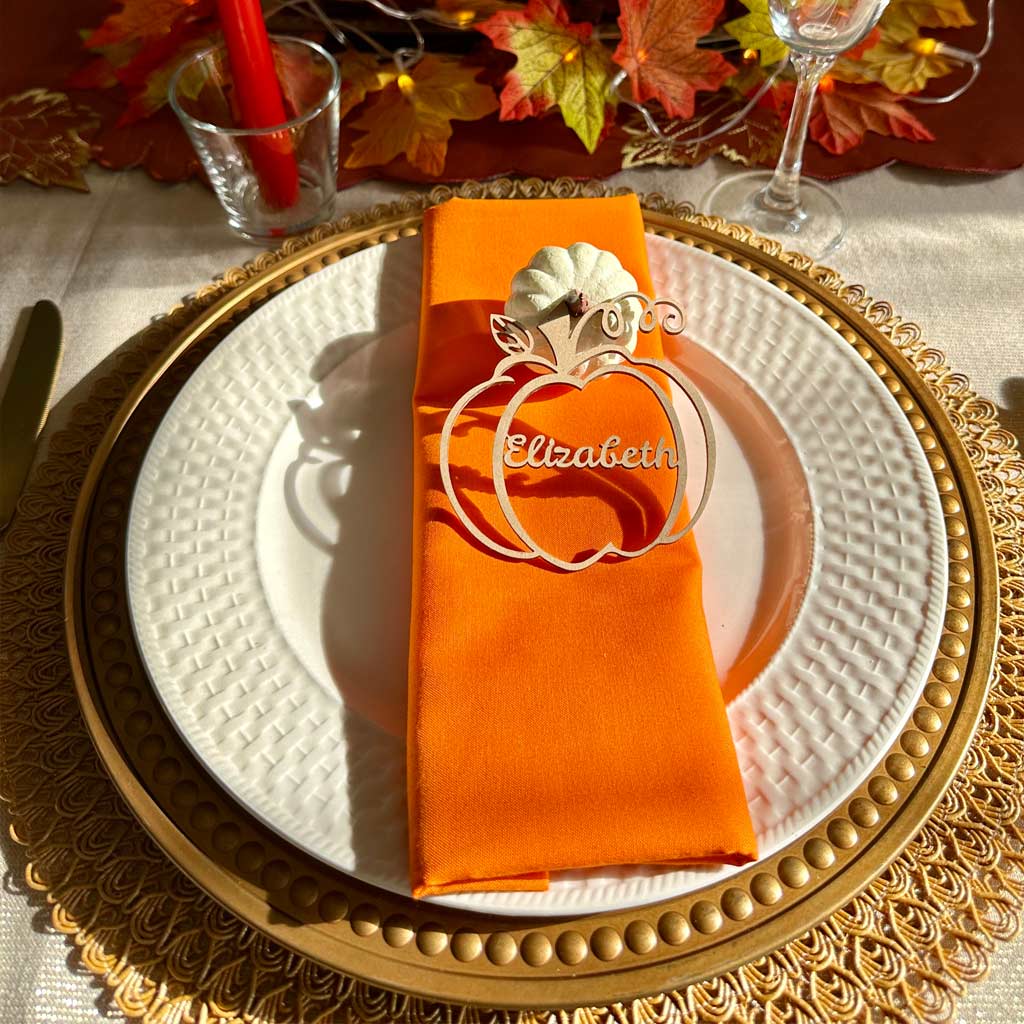 Fall Festive Personalized Pumpkin Name Wooden Tags