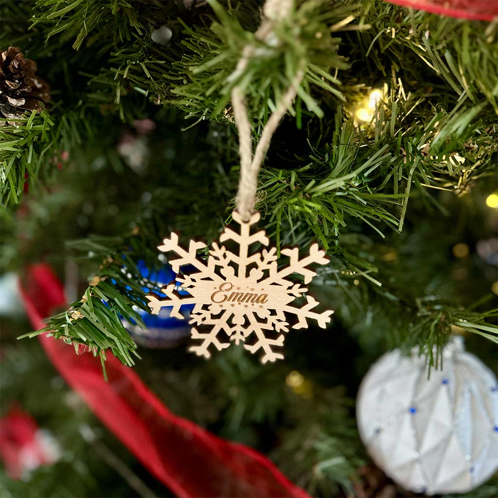 Personalized Snowflake Stocking Wooden Name Tag