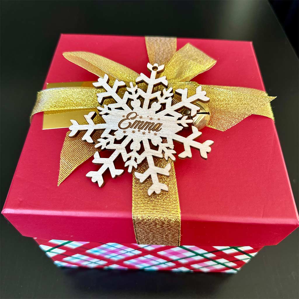 Personalized Snowflake Stocking Wooden Name Tag