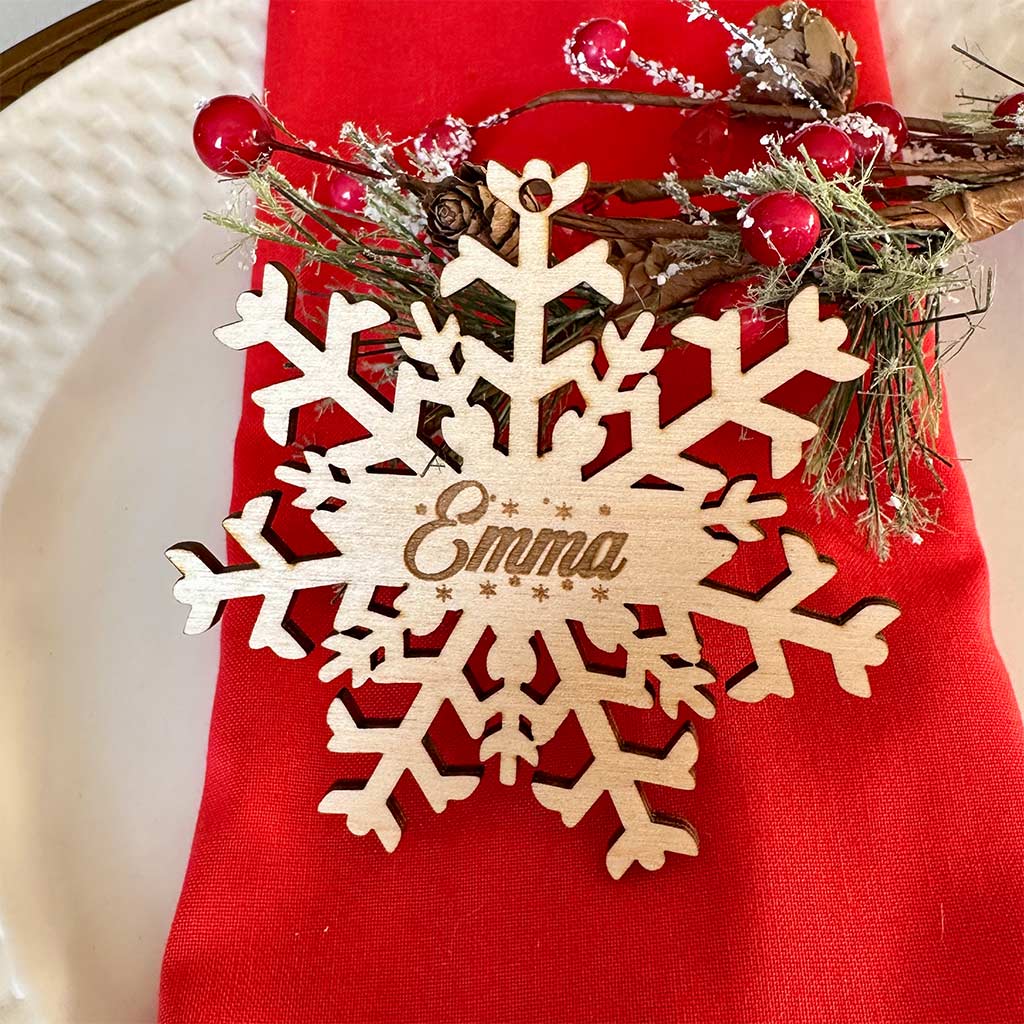 Personalized Snowflake Stocking Wooden Name Tag