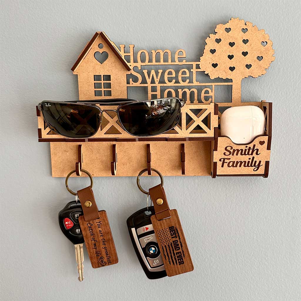 Personalized Key Holder With Custom Keychains Set