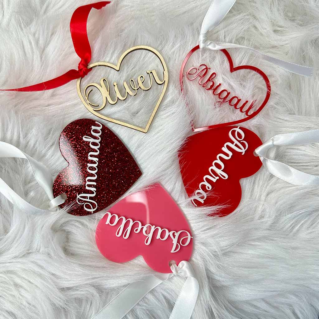 Valentine&#39;s Day Personalized Name Gift Basket Heart Gift Tag