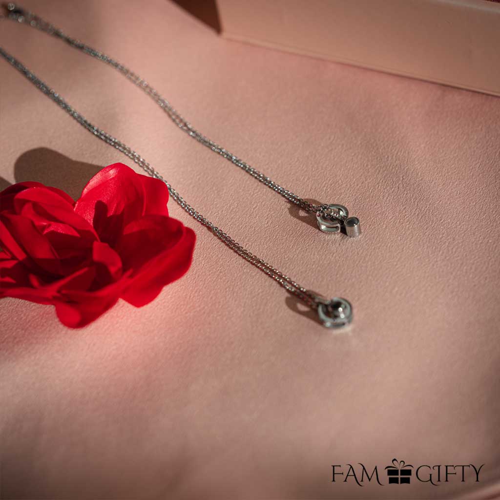 Half Dozen Mini Roses Jewelry Box with Love Necklace Set