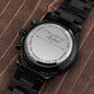 Engraved Black Chronograph Watch For Husband