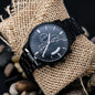 Engraved Black Chronograph Watch For Husband