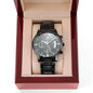 Engraved Black Chronograph Watch For Husband