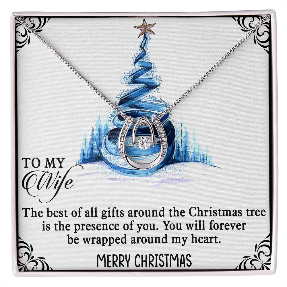 MERRY CHRISTMAS TO MY WIFE IN LUCKY LOVE NECKLACE