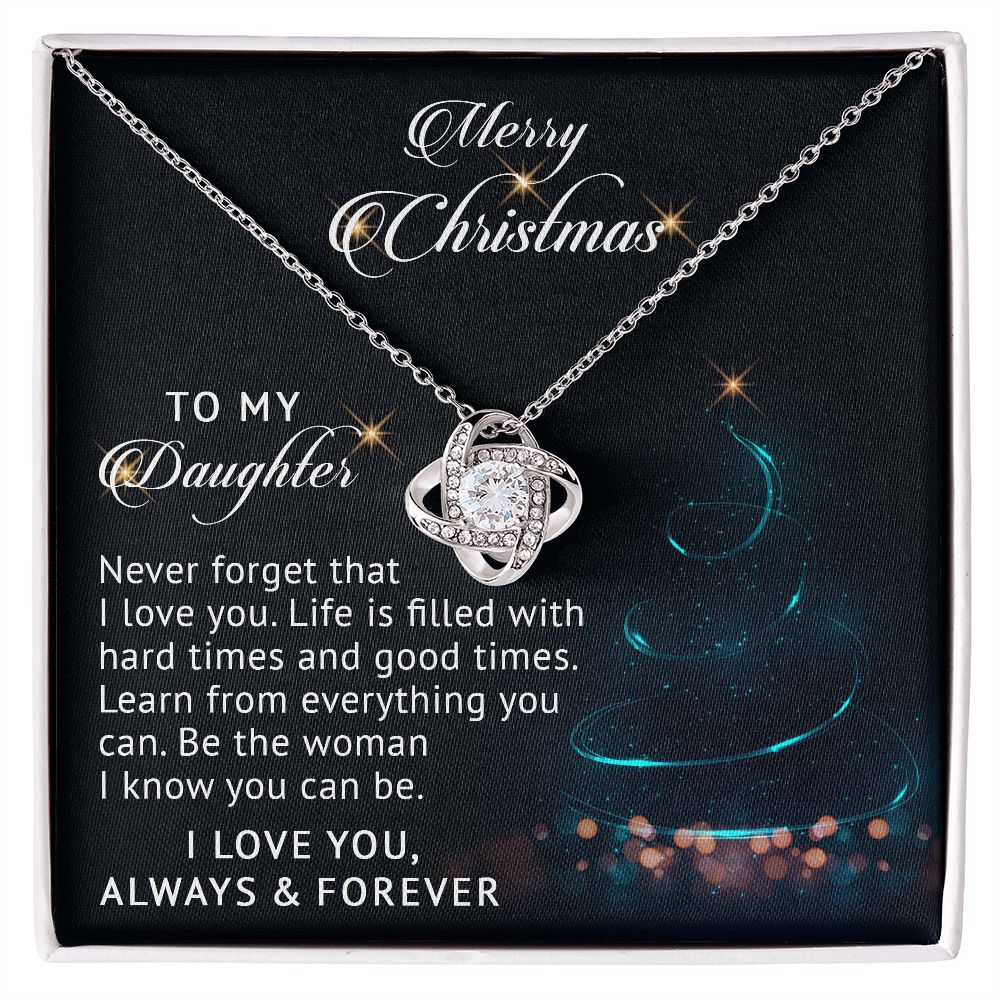 MERRY CHRISTMAS TO MY DAUGHTER WITH LOVE KNOT NECKLACE