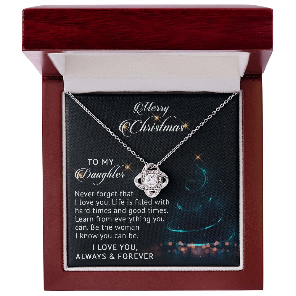 MERRY CHRISTMAS TO MY DAUGHTER WITH LOVE KNOT NECKLACE