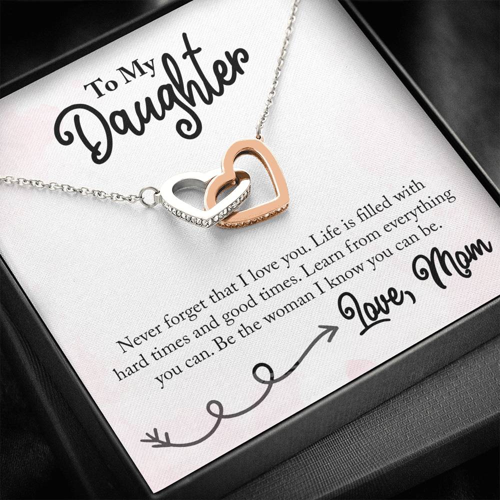 To My Daughter From Mom Double Heart Necklace