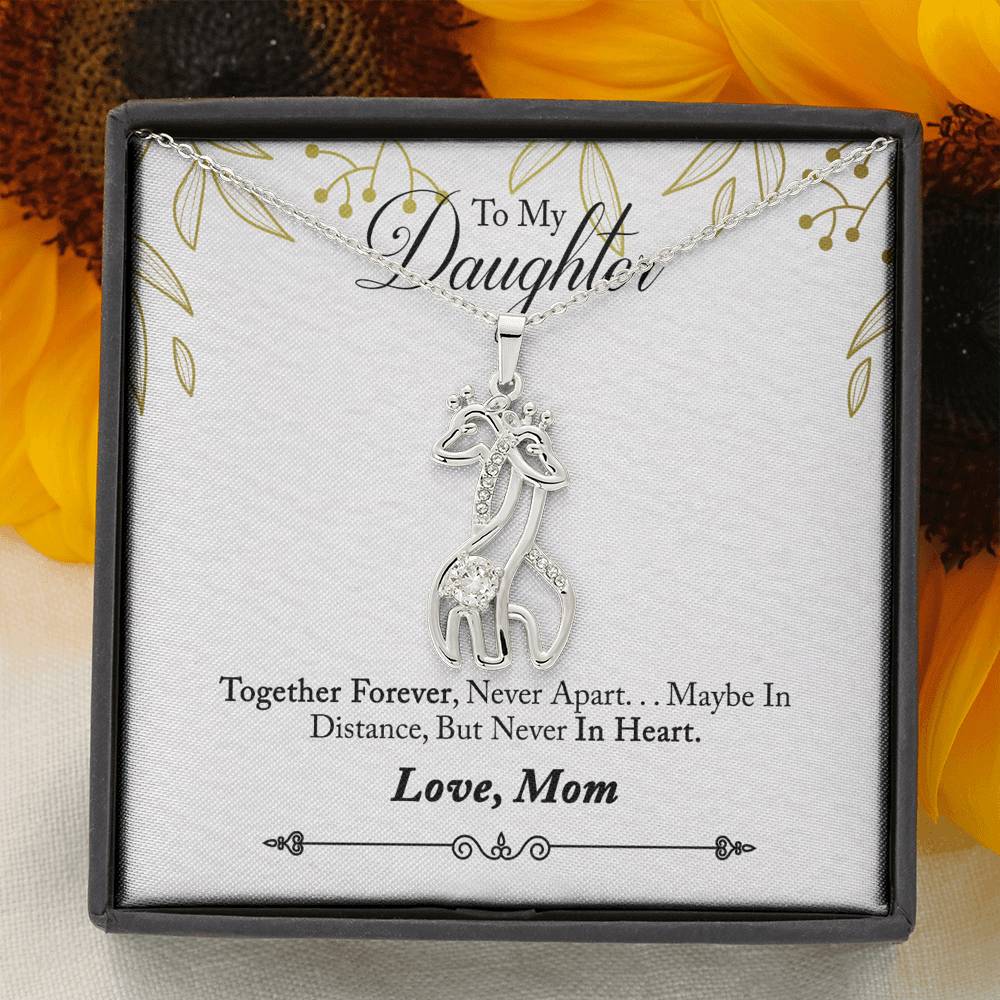 To My Daughter From Mom In Graceful Love Giraffe Necklace